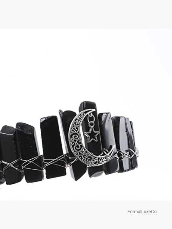 Raw Quartz Crown Headband Rhinestone Tiara Hair Band with Moon Star for Wedding main image 6